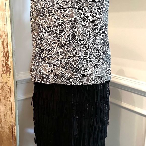 Chico's Black Label women's Black Beaded Fringe Pencil Skirt Size: 0 NWT - Picture 3 of 9